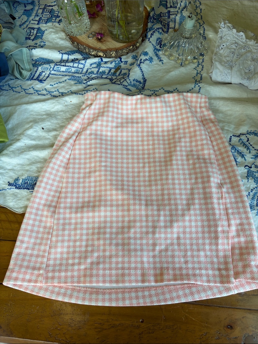 SHEIN Pink Gingham Mini Skirt